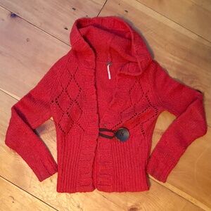 Free People Hooded Red Sweater S